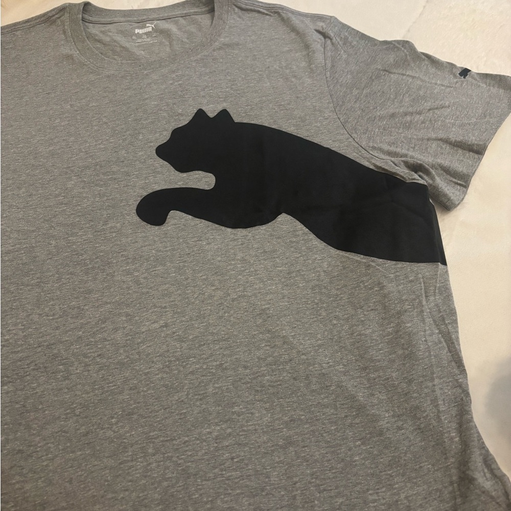 Puma Gray Tee with Black Cat Silhouette On The Front and Back (3XL)
